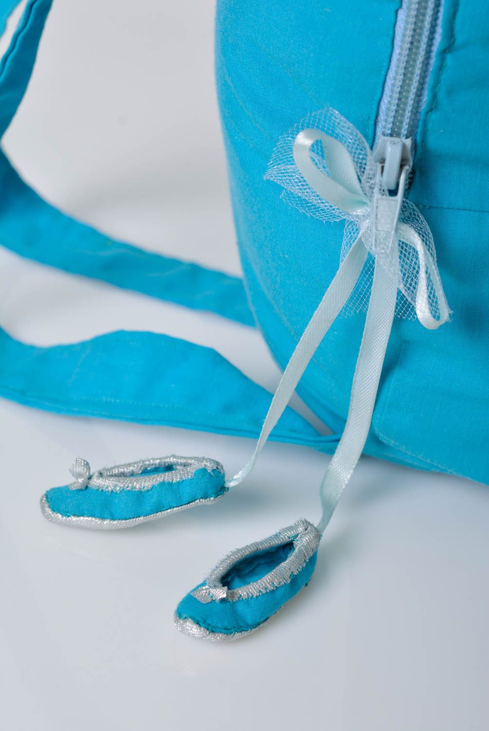Blauer handgemachter Rucksack mit Bemalung aus Baumwolle schöne Balletttanzerin foto 3