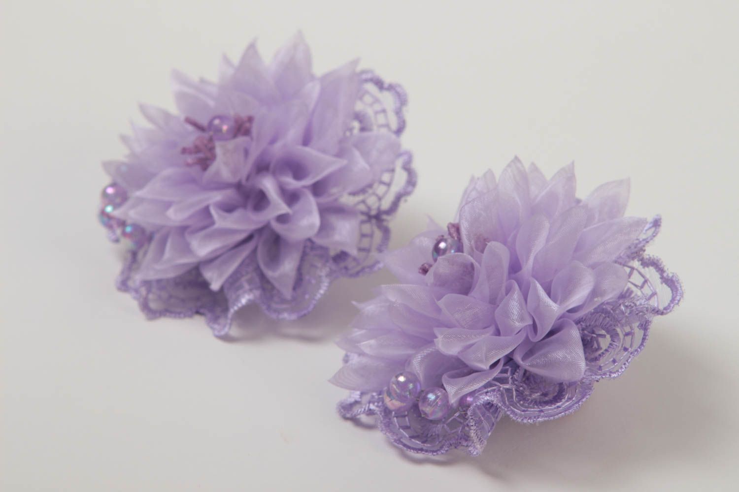 Set of 2 hair scrunchies flowers for hair handmade hair accessories hair jewelry photo 3