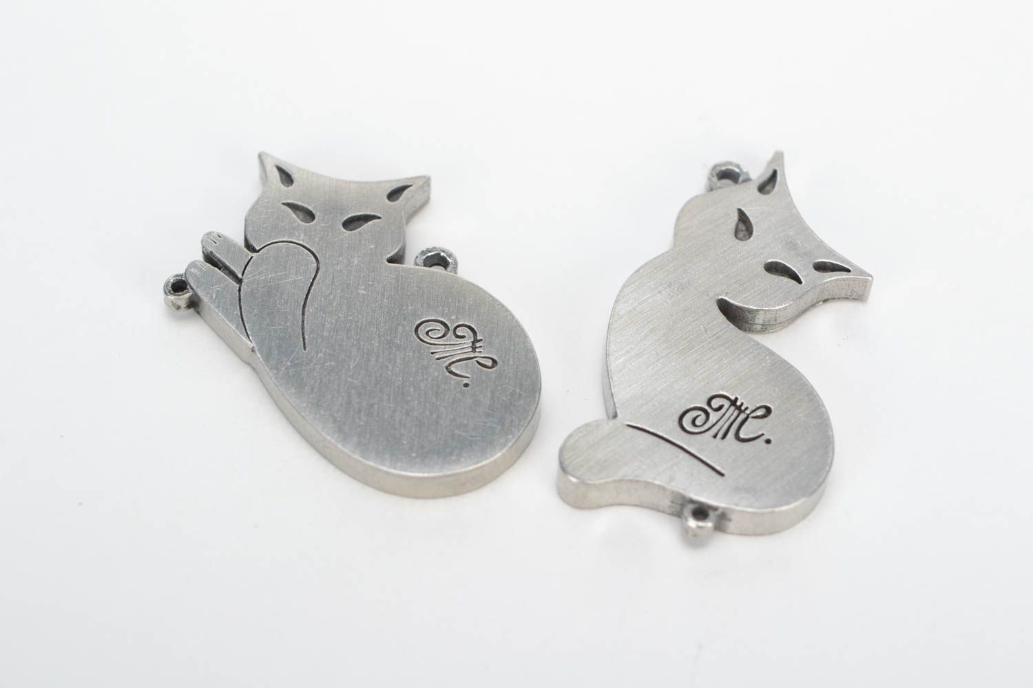 Blanks for jewelry creating pendants cats set of 2 pieces metal accessories photo 4