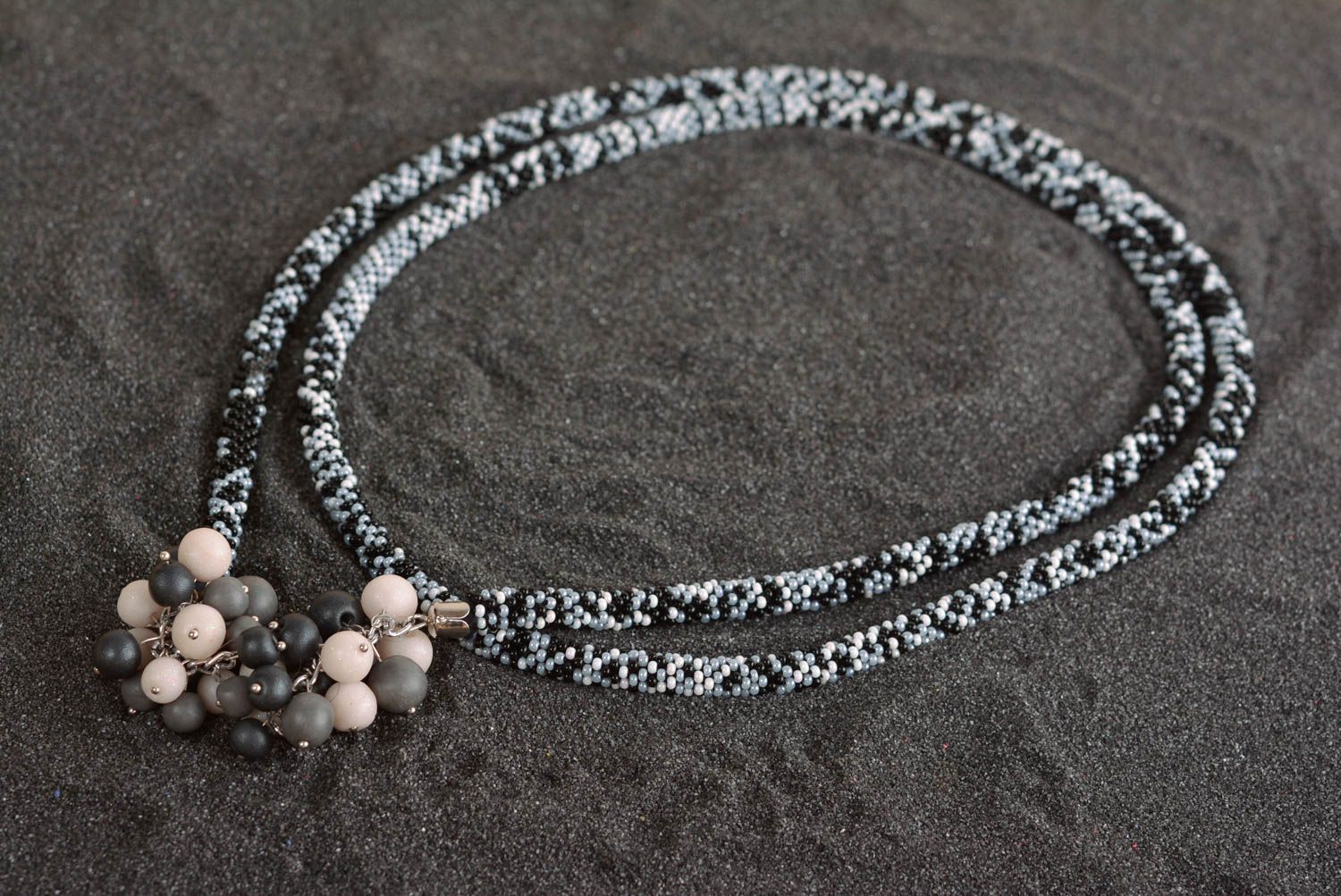 Beautiful handmade beaded necklace woven lariat necklace beadwork ideas photo 4