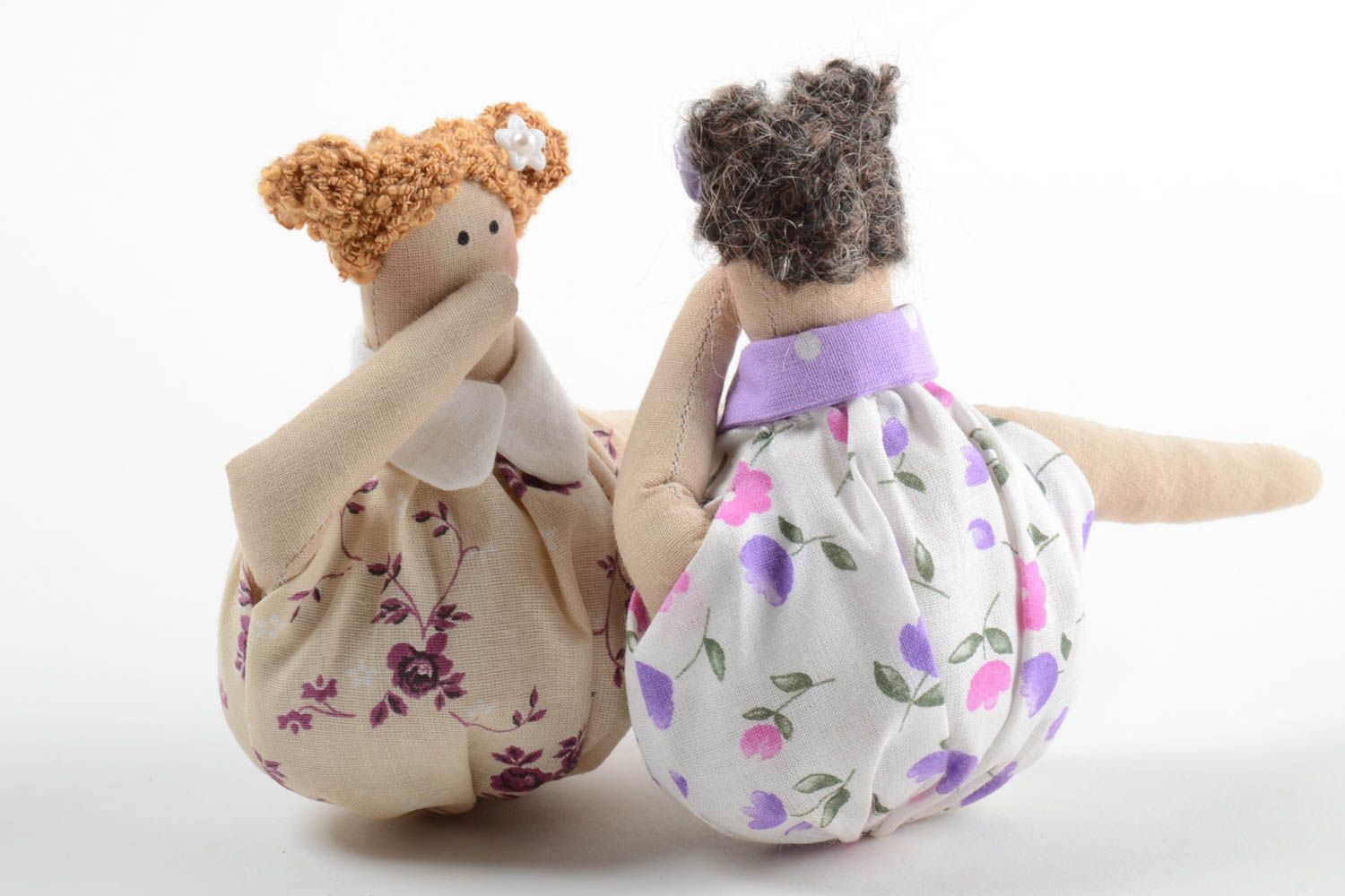 Set of 2 handmade fabric soft dolls decorative toys rag dolls for cups photo 4