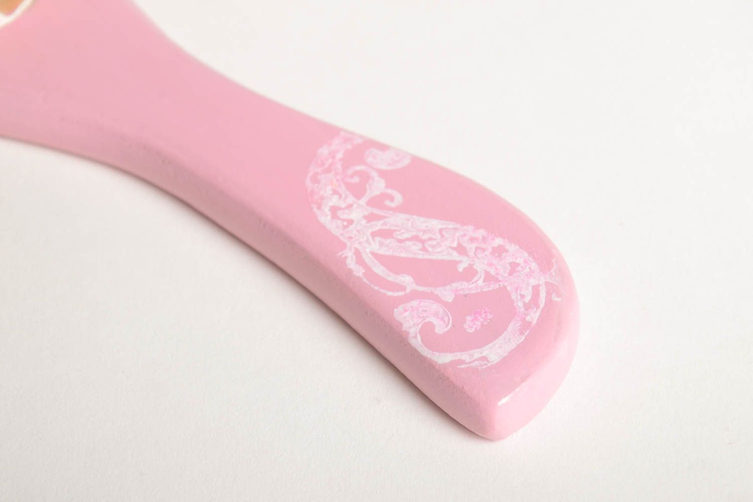 Handmade wooden hair brush decoupage hair brush pink accessory for girls photo 4