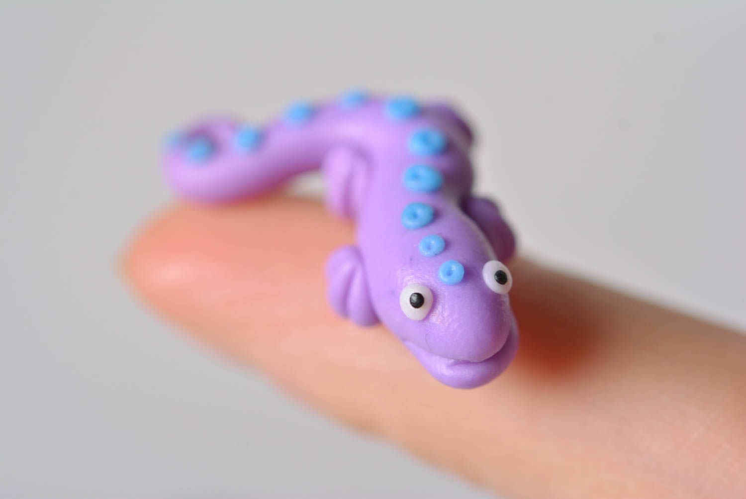 Handmade figurine unique designer interior toy lizard polymer clay statuette photo 3