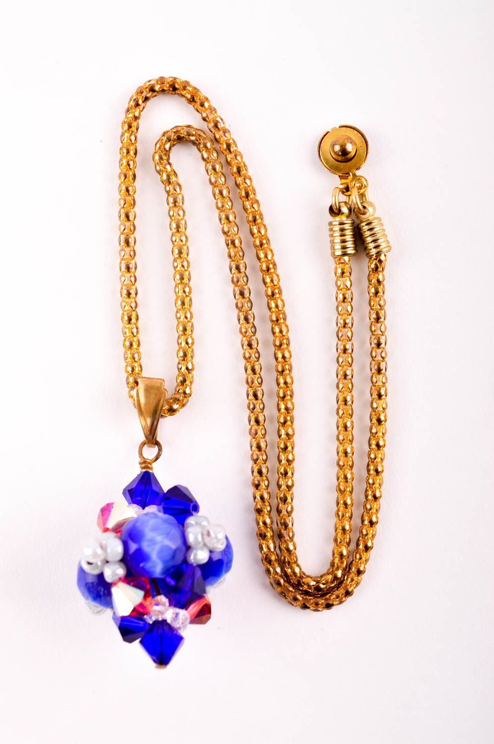 Handmade Halskette mit Anhänger Schmuck für Damen Rocailles und Stein Schmuck foto 4
