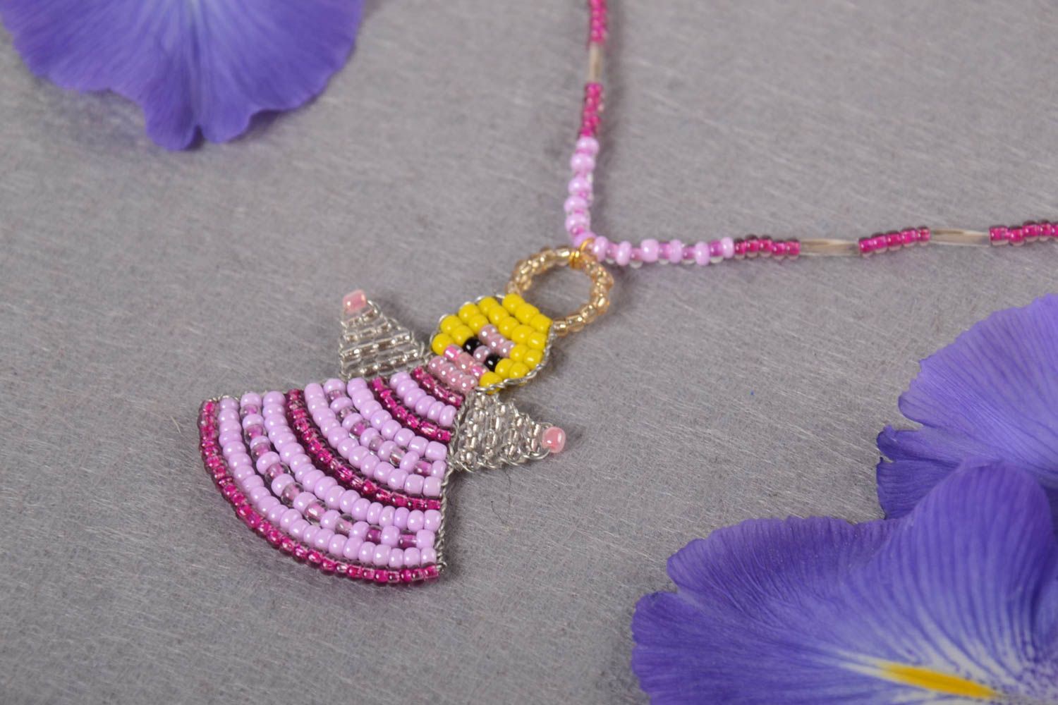 Beautiful handmade beaded pendant for kids childrens neck pendant gifts for her photo 1