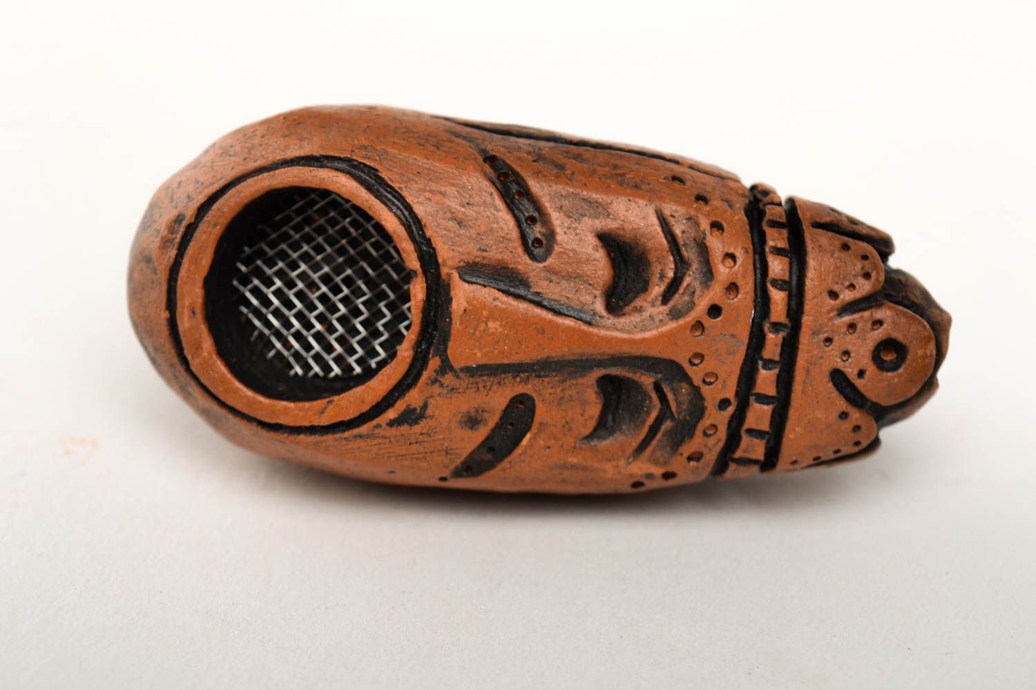 Pipa de barro hecha a mano accesorio para fumador regalo para hombre Máscara foto 5