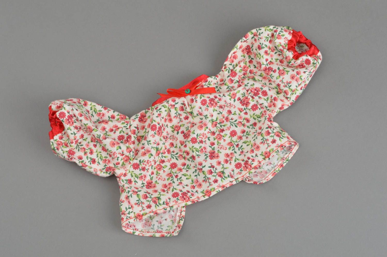 Vêtement de poupée fait main chemisier en coton motif floral boutons pression photo 2