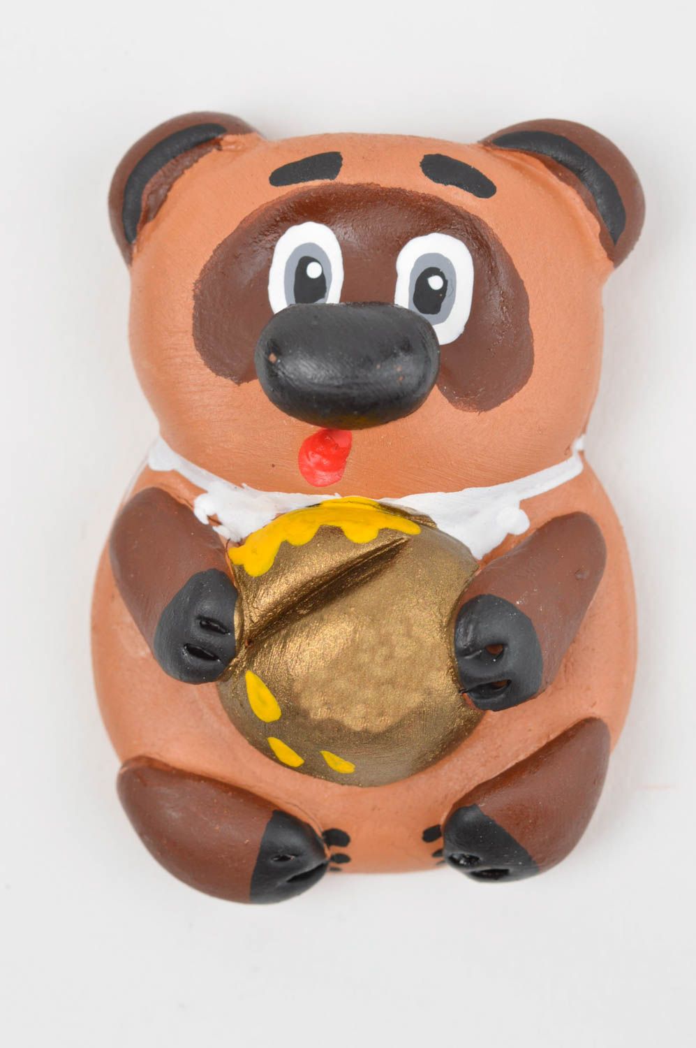 Magnet ours en céramique brun amusant fait main original pour réfrigérateur photo 2