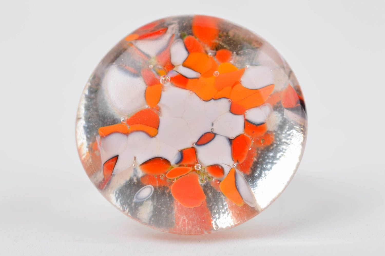 Handmade Glas Ring zart Damen Modeschmuck Accessoire für Frauen orange Fusing foto 5