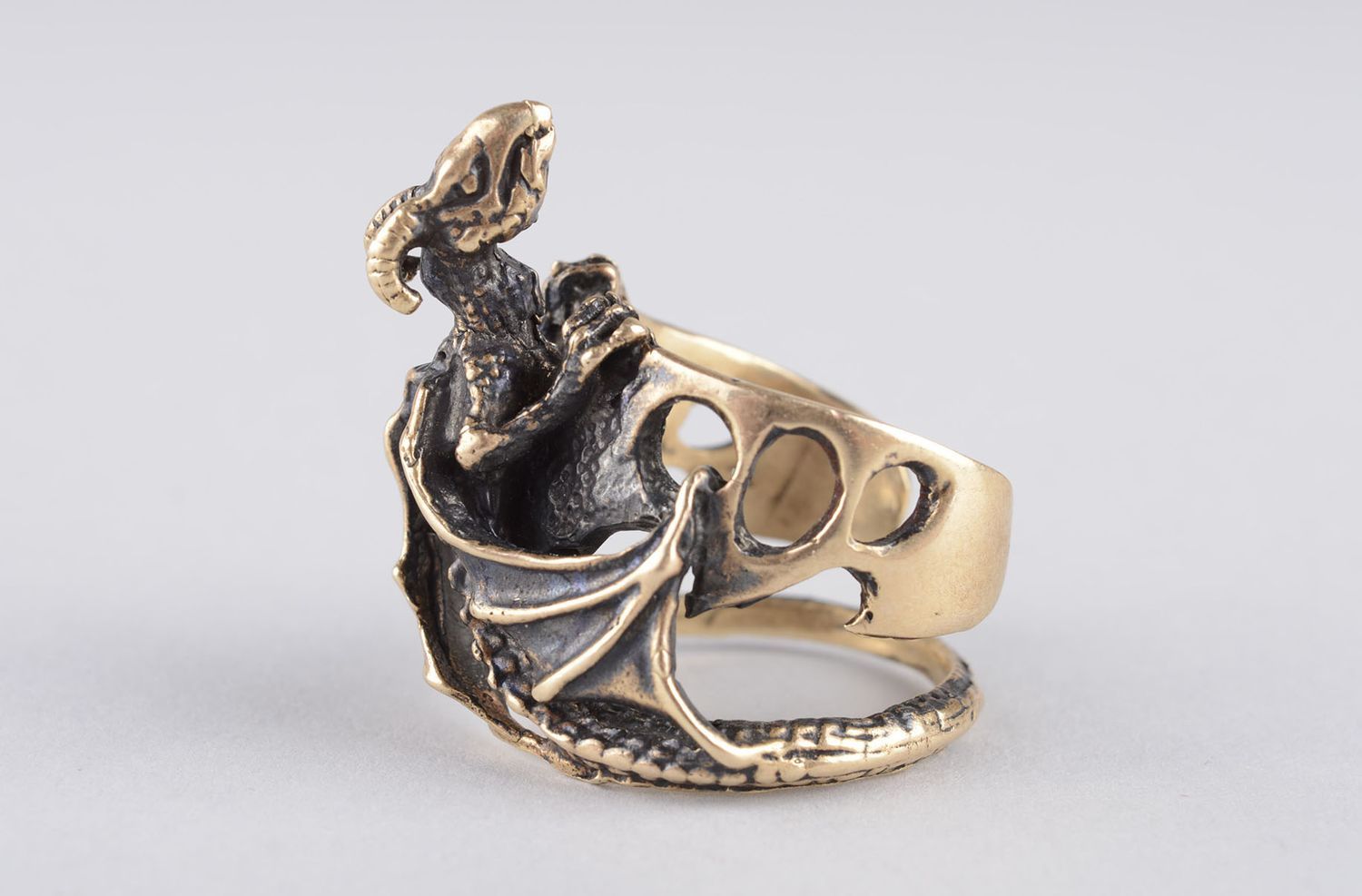 Bague bronze insolite Bijou fait main dragon Cadeau pour homme original photo 10