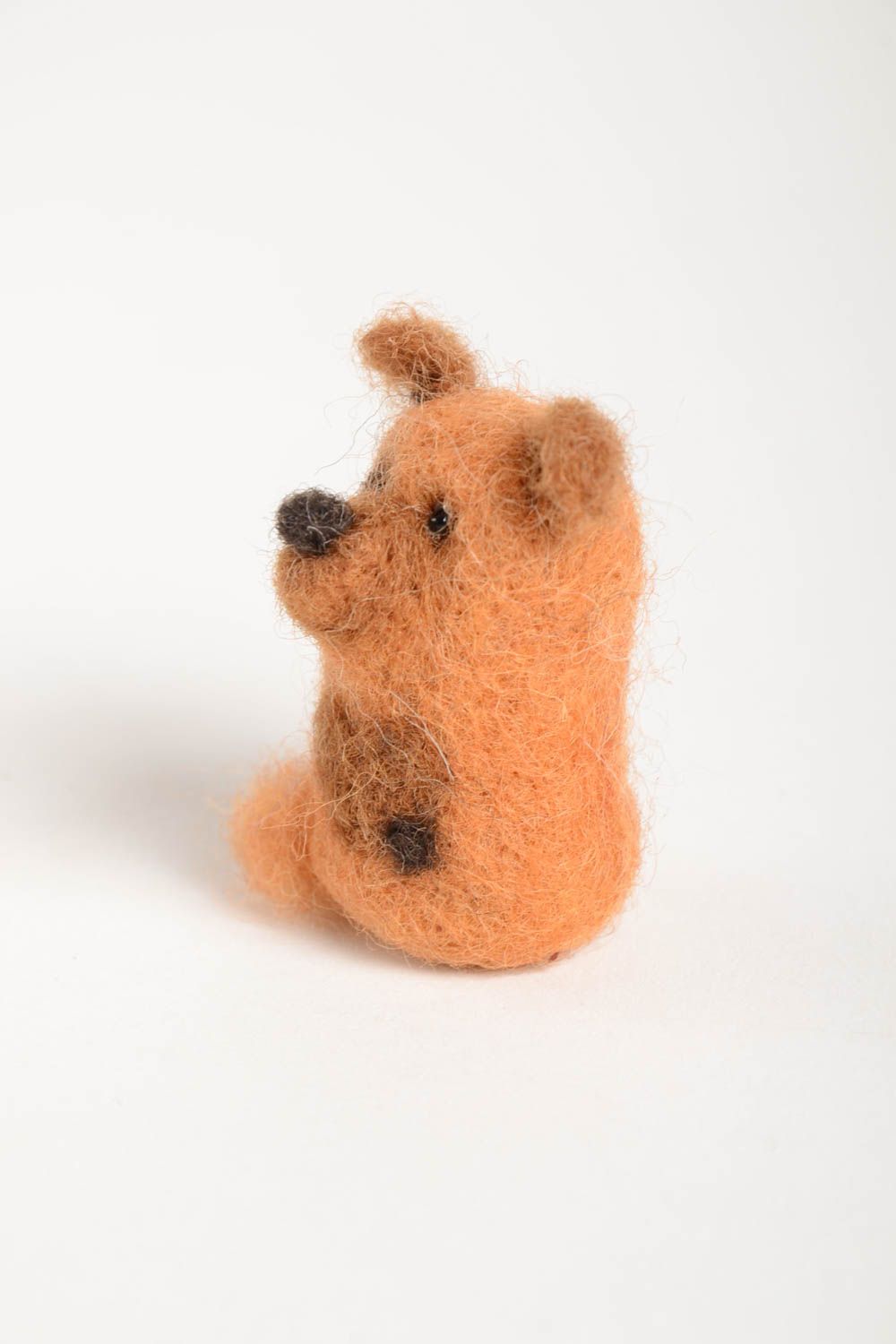 Peluche décorative Jouet en laine fait main chien marron Cadeau enfant photo 4