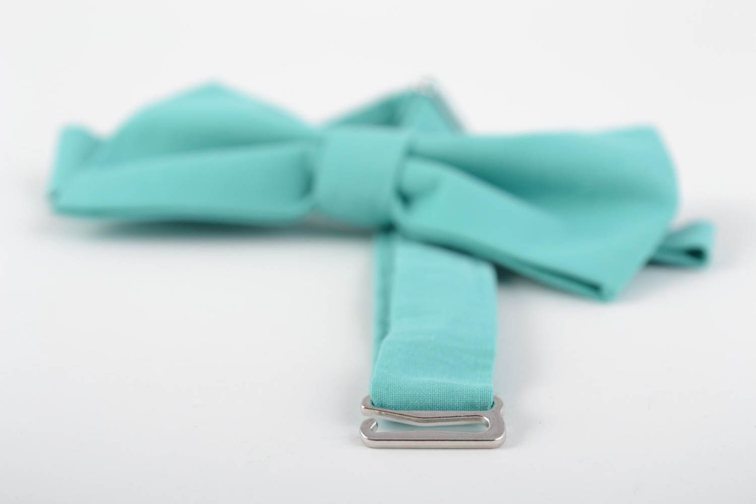 Handmade designer bow tie sewn of cotton fabric of mint color for boys photo 5