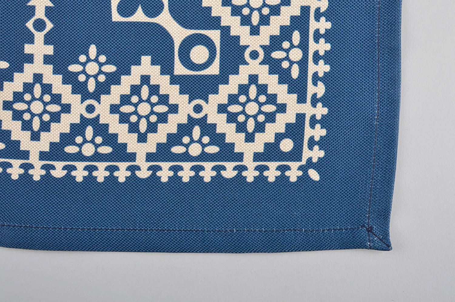 Nappe de table faite main Textile maison rectangulaire bleue à motif Déco maison photo 3