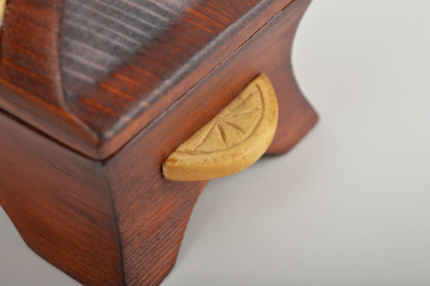 Handmade Holzkiste mit Deckel Schatulle aus Holz Schmuck Dose in Braun schön  foto 5