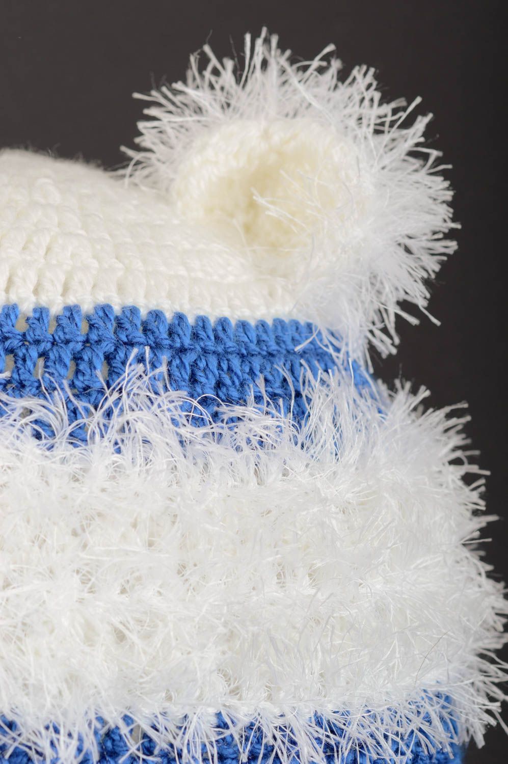 Bonnet tricot fait main Chapeau hiver Vêtement enfant acrylique crochet photo 5