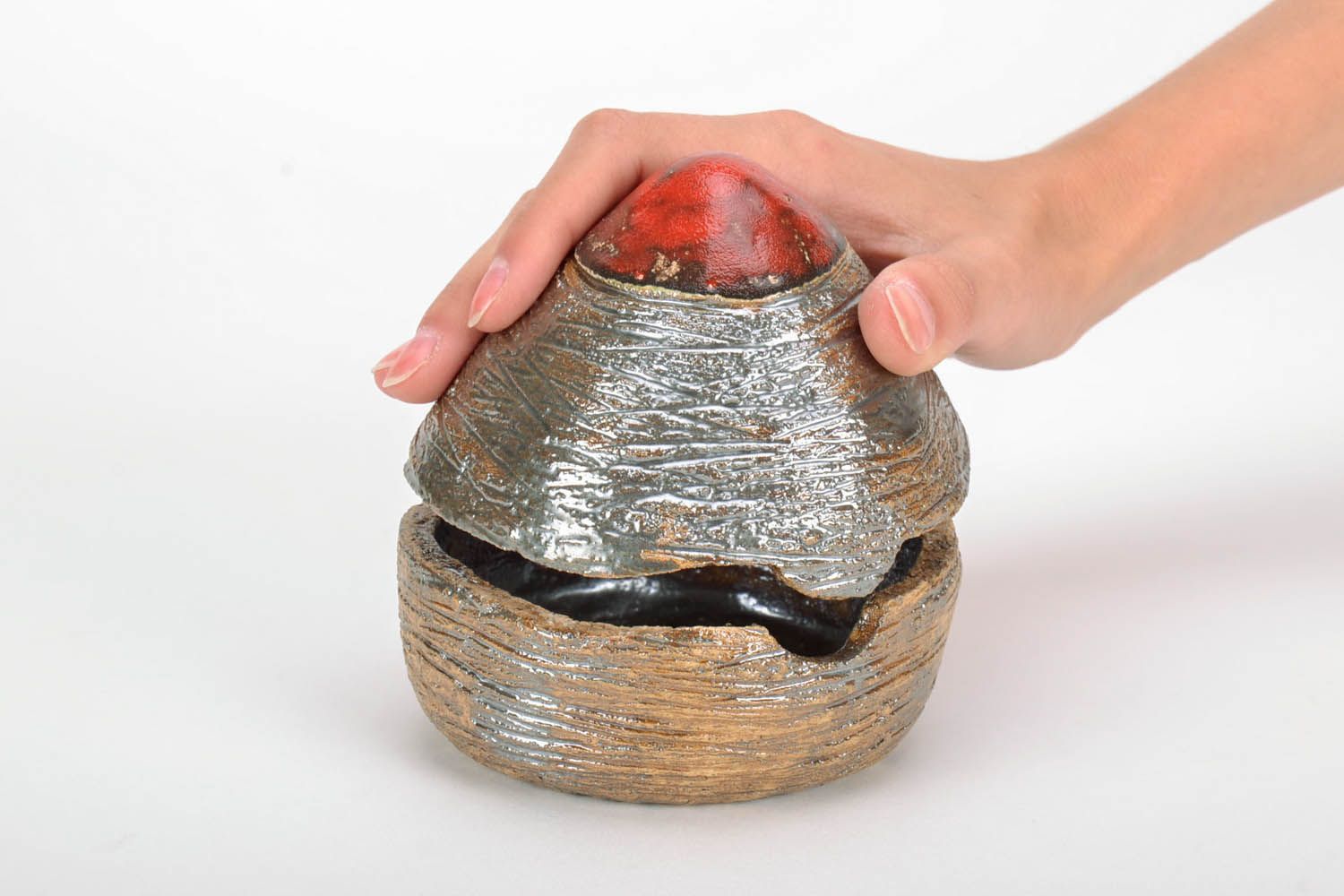 Vasilhame original de cerâmica para armazenamento de açúcar feito à mão de argila  foto 5
