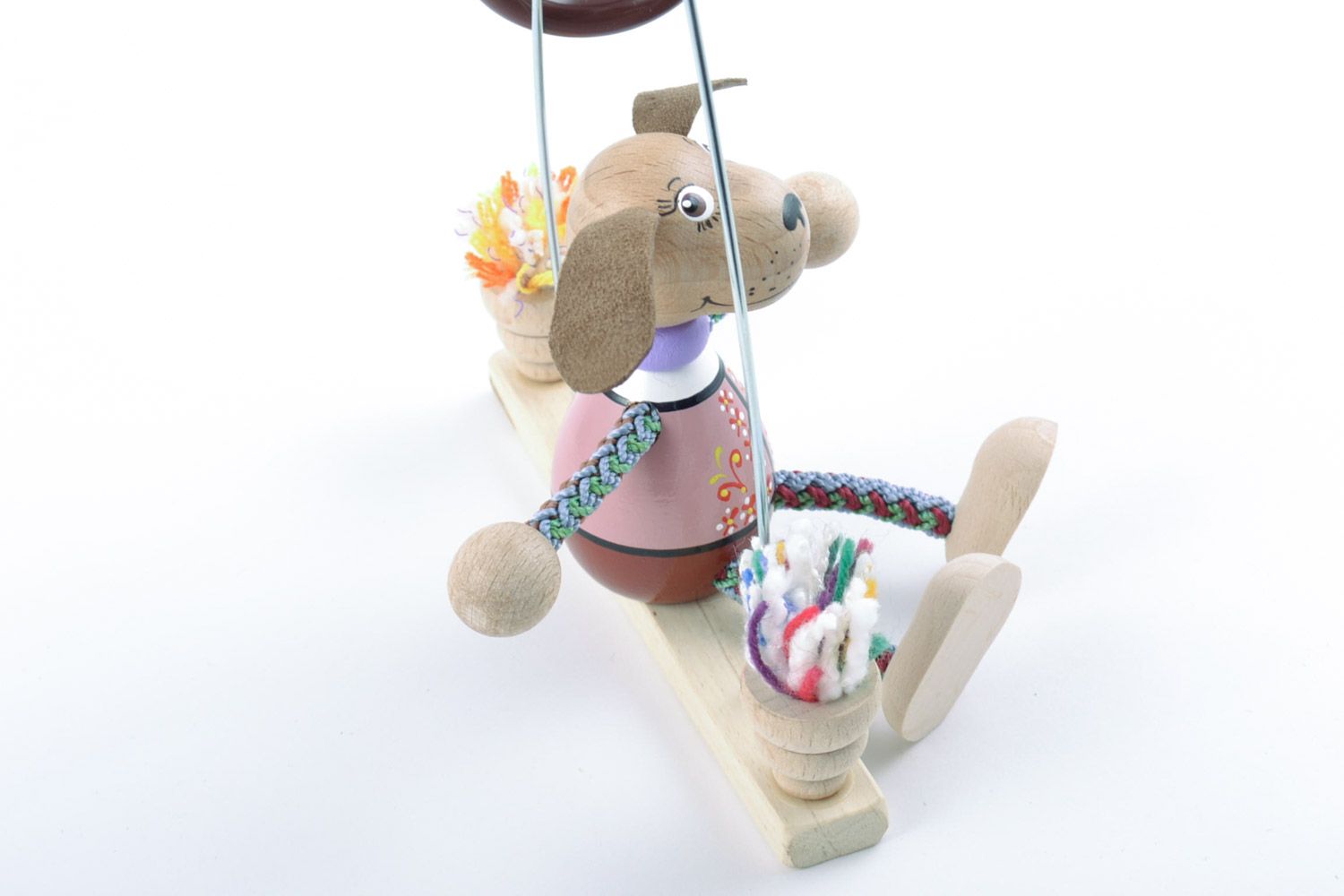 Designer Kinder Holz Spielzeug Hund aus der Bank mit Öko Farben bemalt einzigartig foto 5