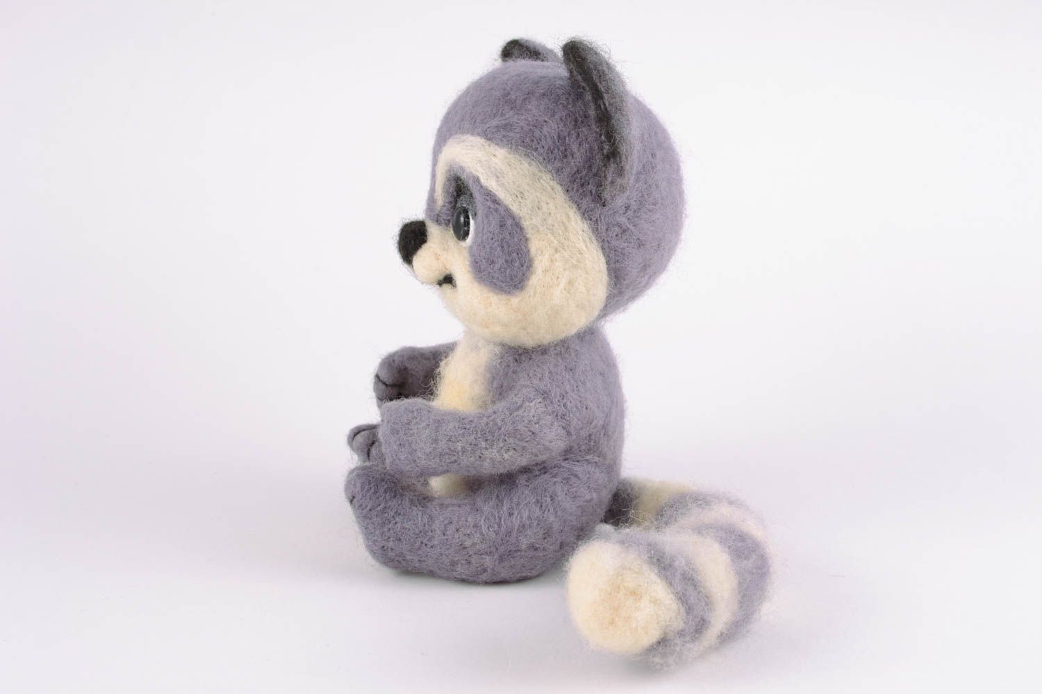 Felted wool toy raccoon photo 4