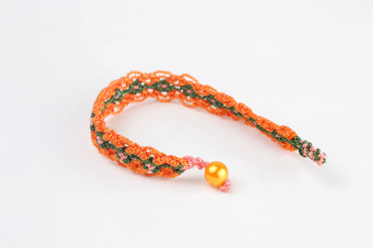 Bracelet en macramé orange fait main photo 5