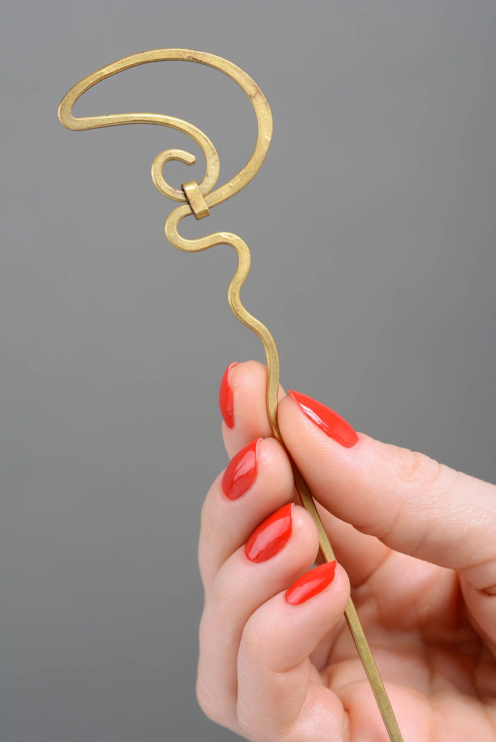 Handgemachte originelle gelbe Wire Wrap Haarnadel aus Messing Haarschmuck foto 5
