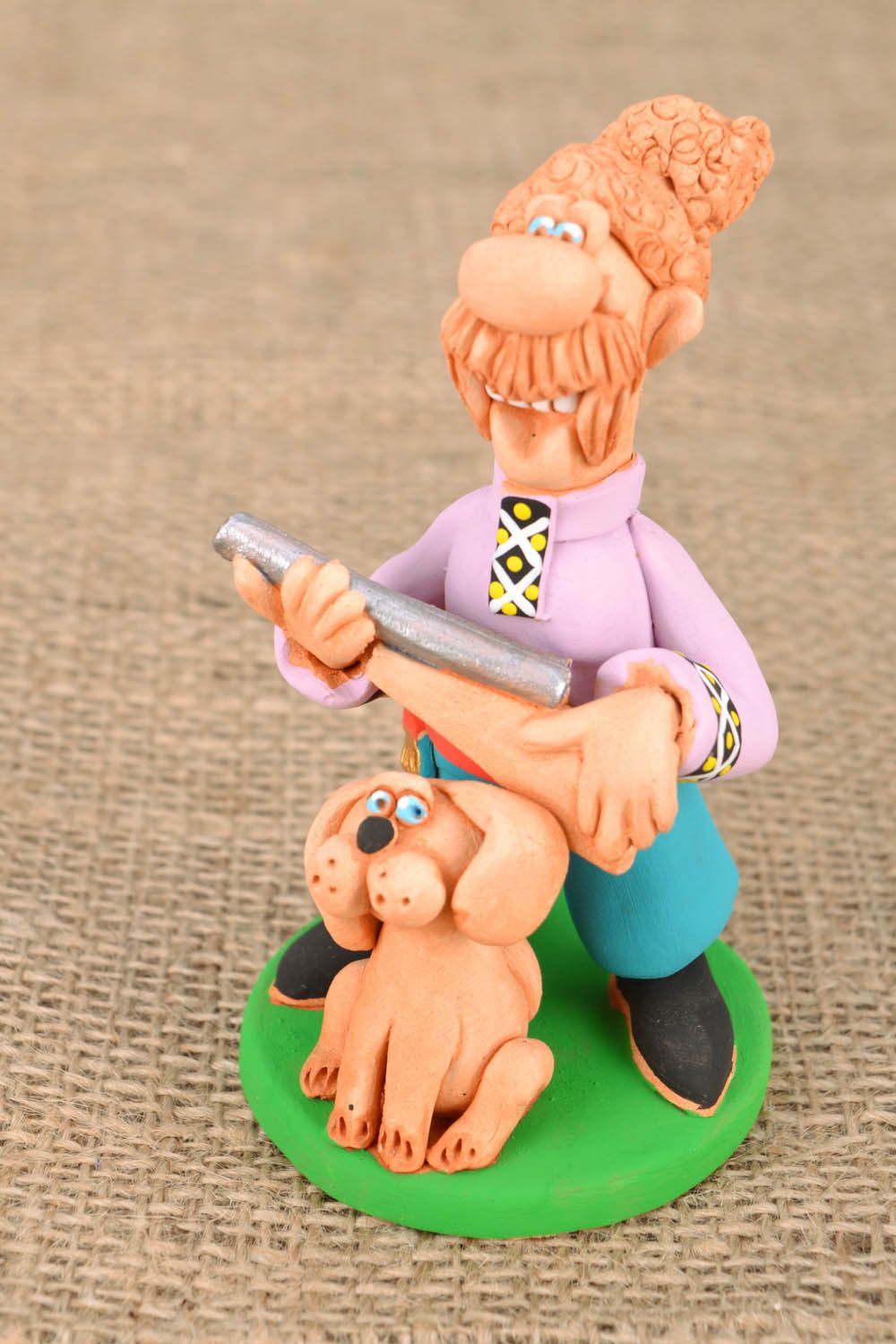 Clay statuette Cossack with a Dog photo 1