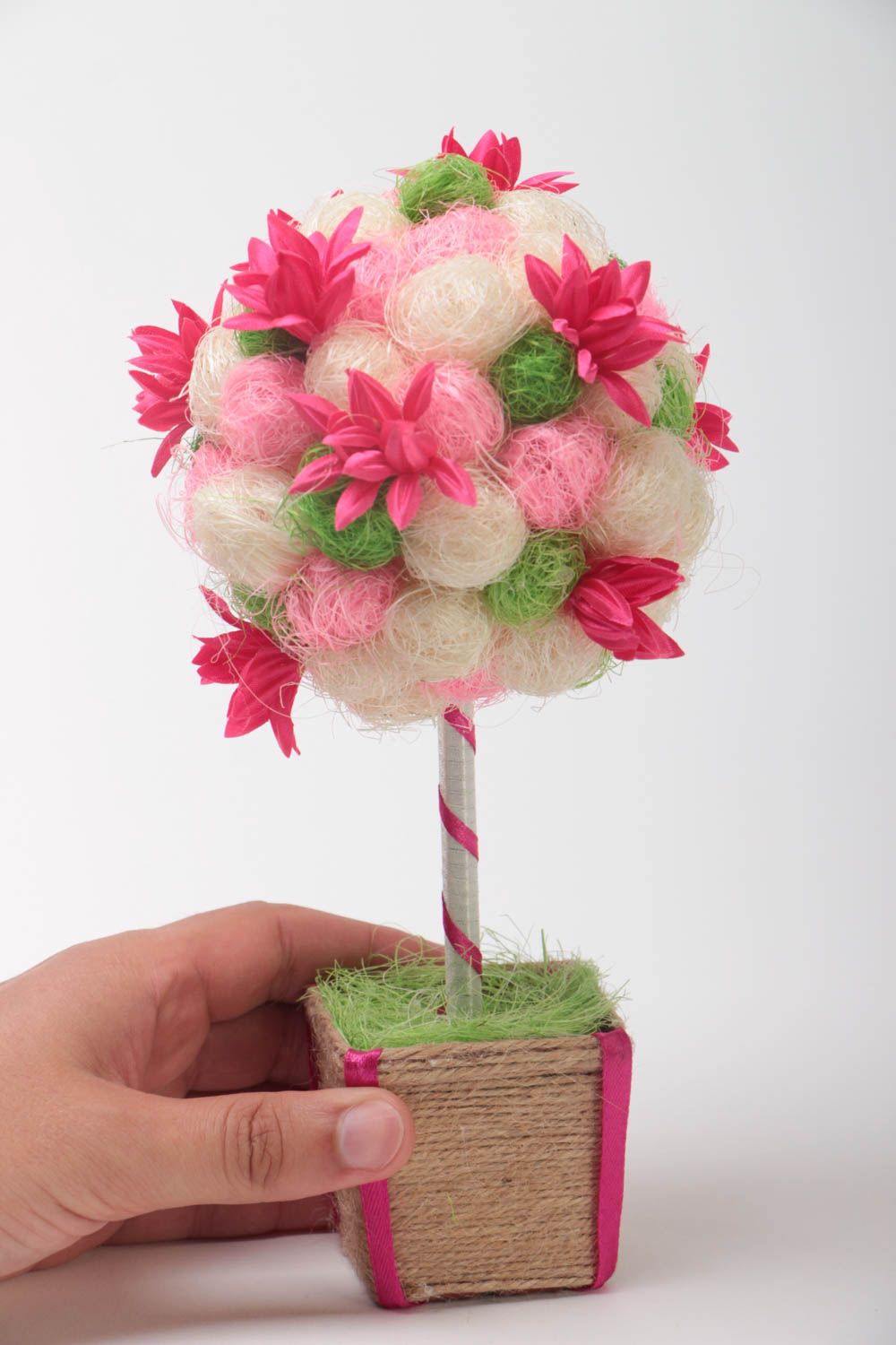 Handmade Baum künstlich ausgefallenes Geschenk Wohn Accessoire Topiary rosa foto 5