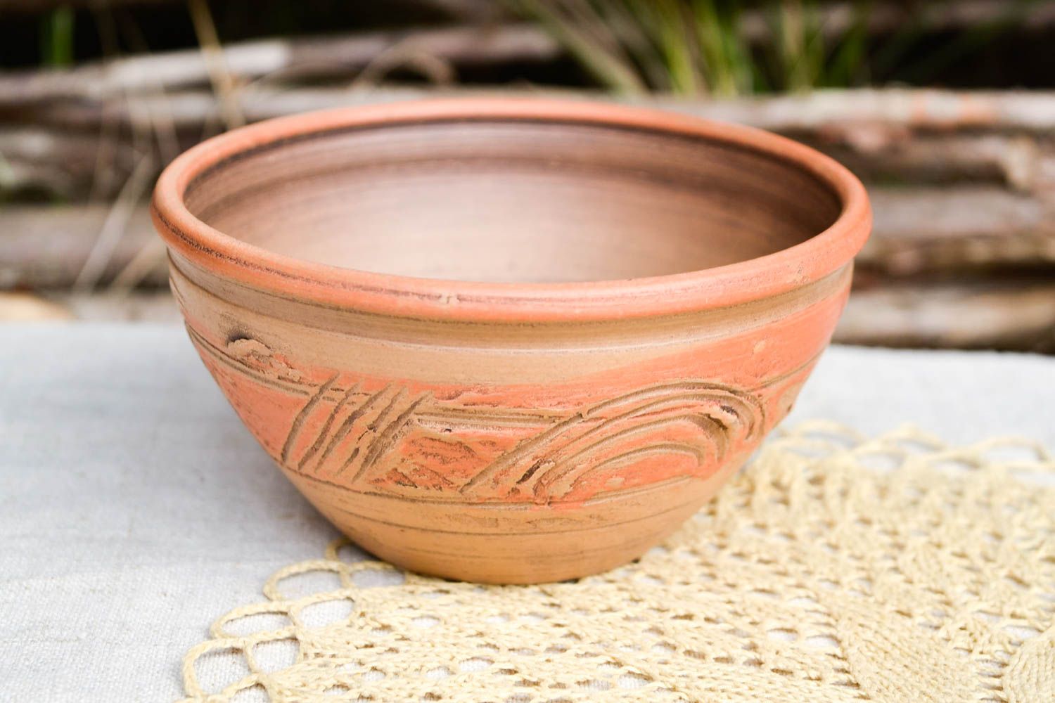 Handmade Keramik Schüssel für Suppe Ton Geschirr Küchen Zubehör gemustert foto 1