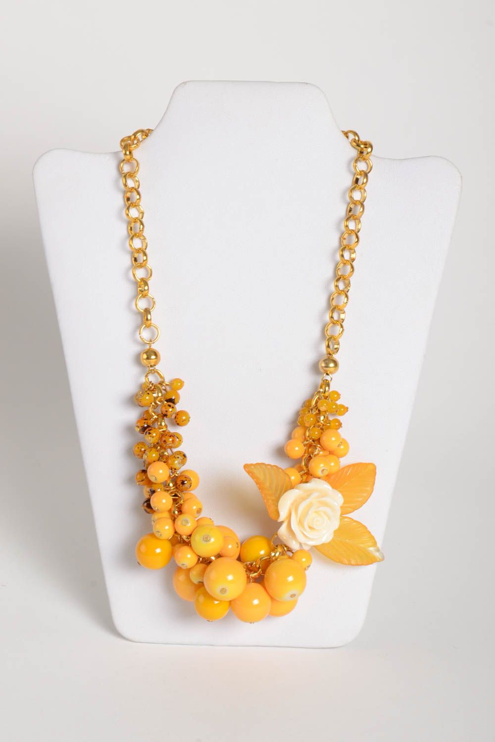 Yellow handmade beaded necklace fashion accessories artisan jewelry designs photo 3