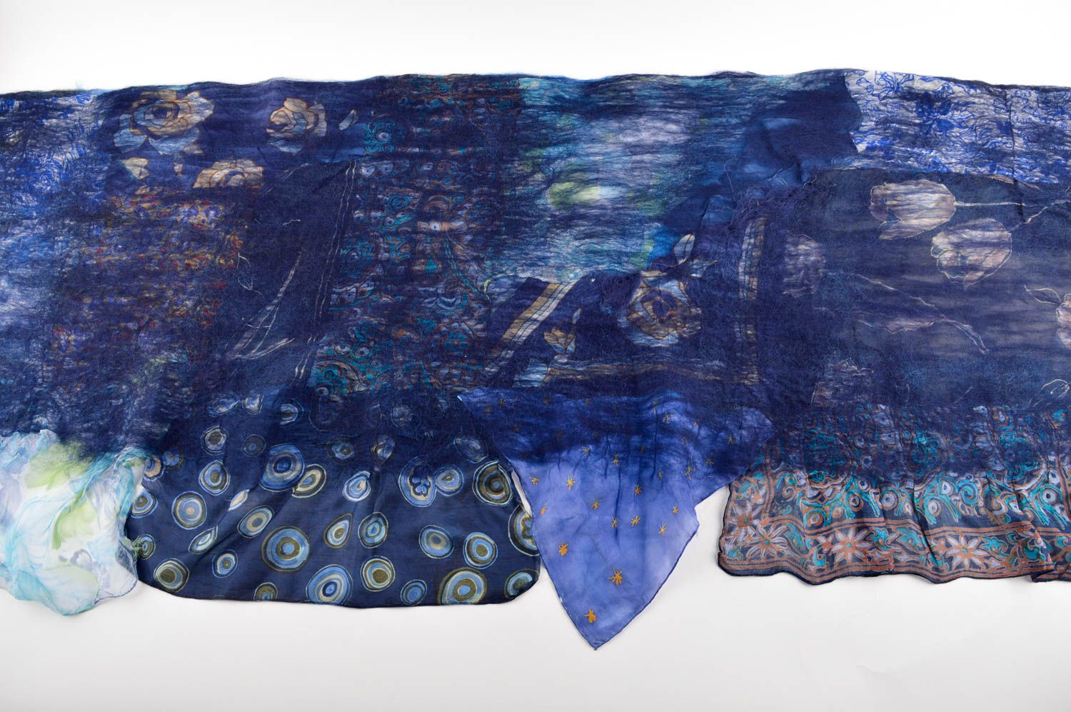 Шарф ручной работы красивый теплый шарф необычный шарф из шерсти голубой фото 3