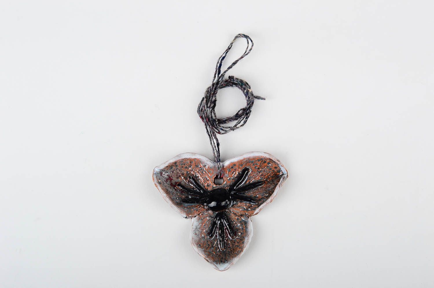 Кулон ручной работы керамическое украшение подвеска на шею в виде цветка фото 1