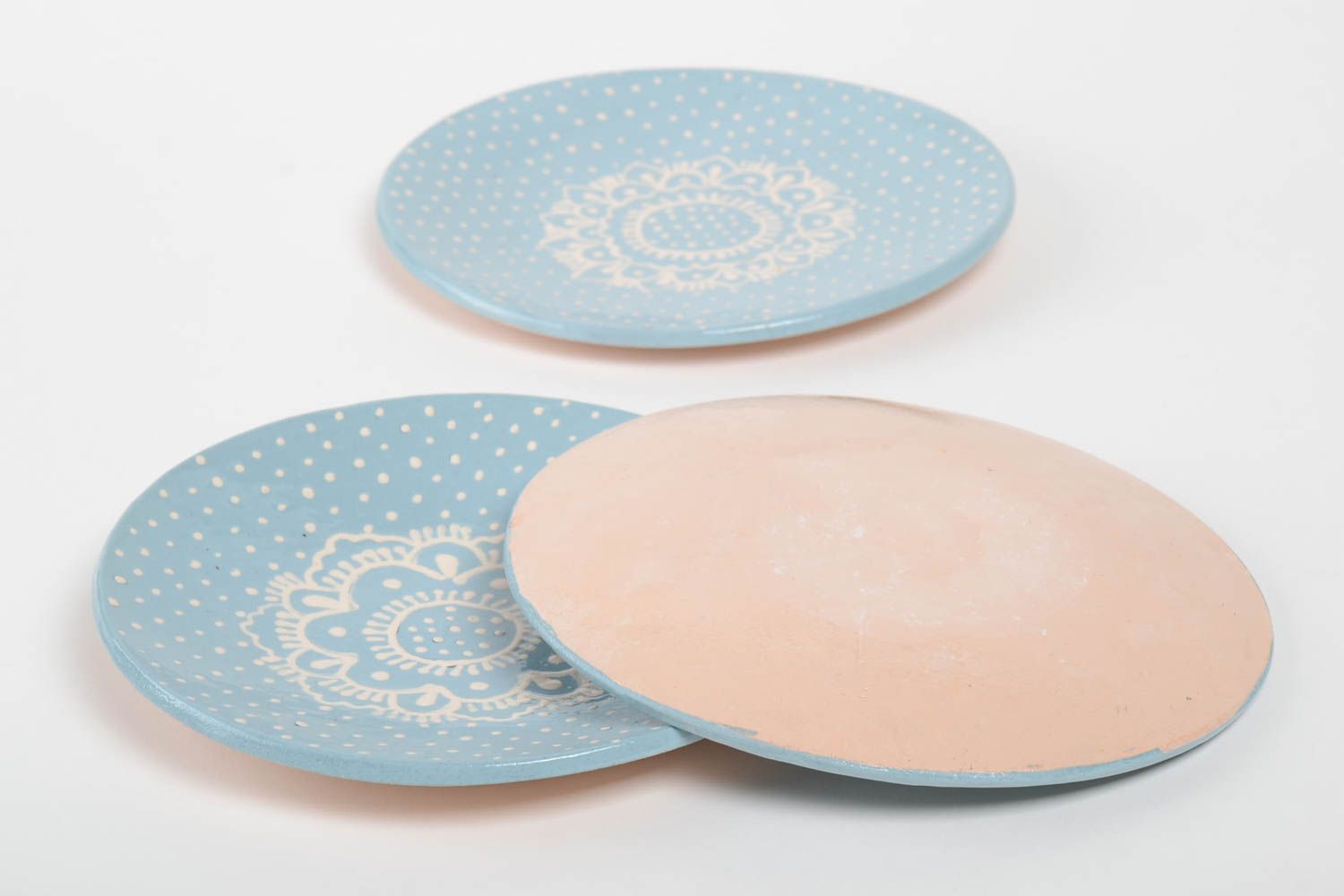 Handmade dinnerware set 3 ceramic plates stoneware dishes housewarming gift idea photo 4