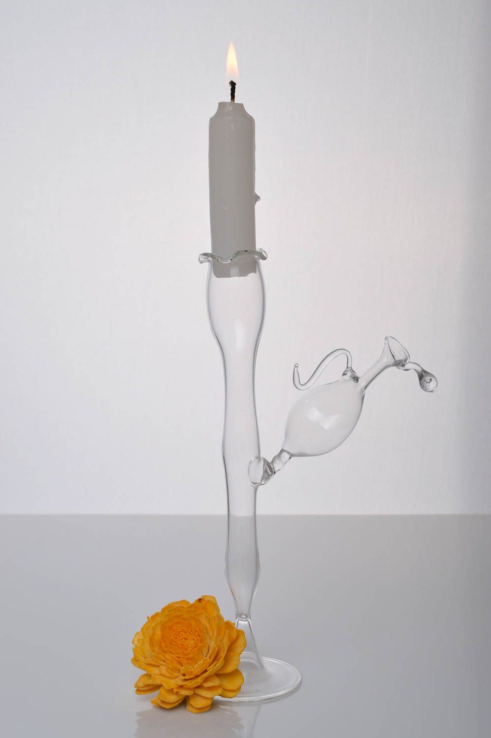 Handmade Deko Tisch Kerzenständer Geschenk Idee Kerzenhalter aus Glas Wassermann foto 1