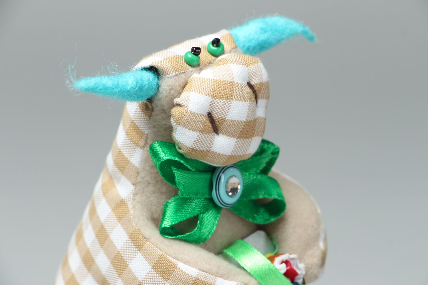 Handmade cotton and fleece soft toy Bull photo 2