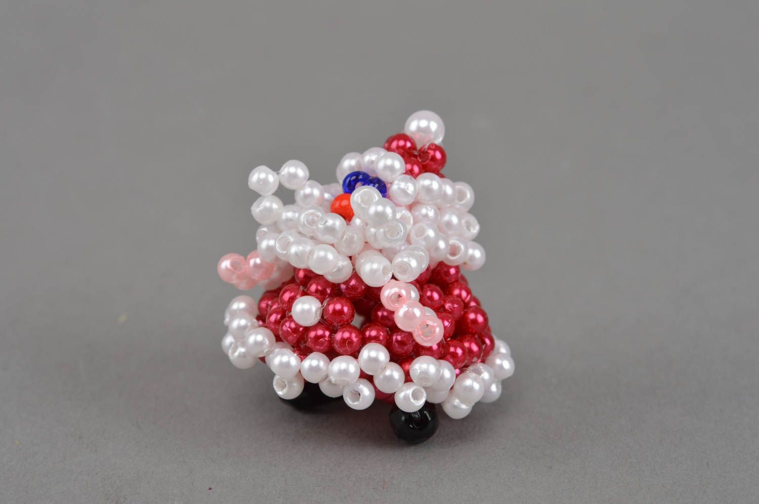 Figurine Père Noël en perles de rocaille faite main de petite taille décorative photo 2