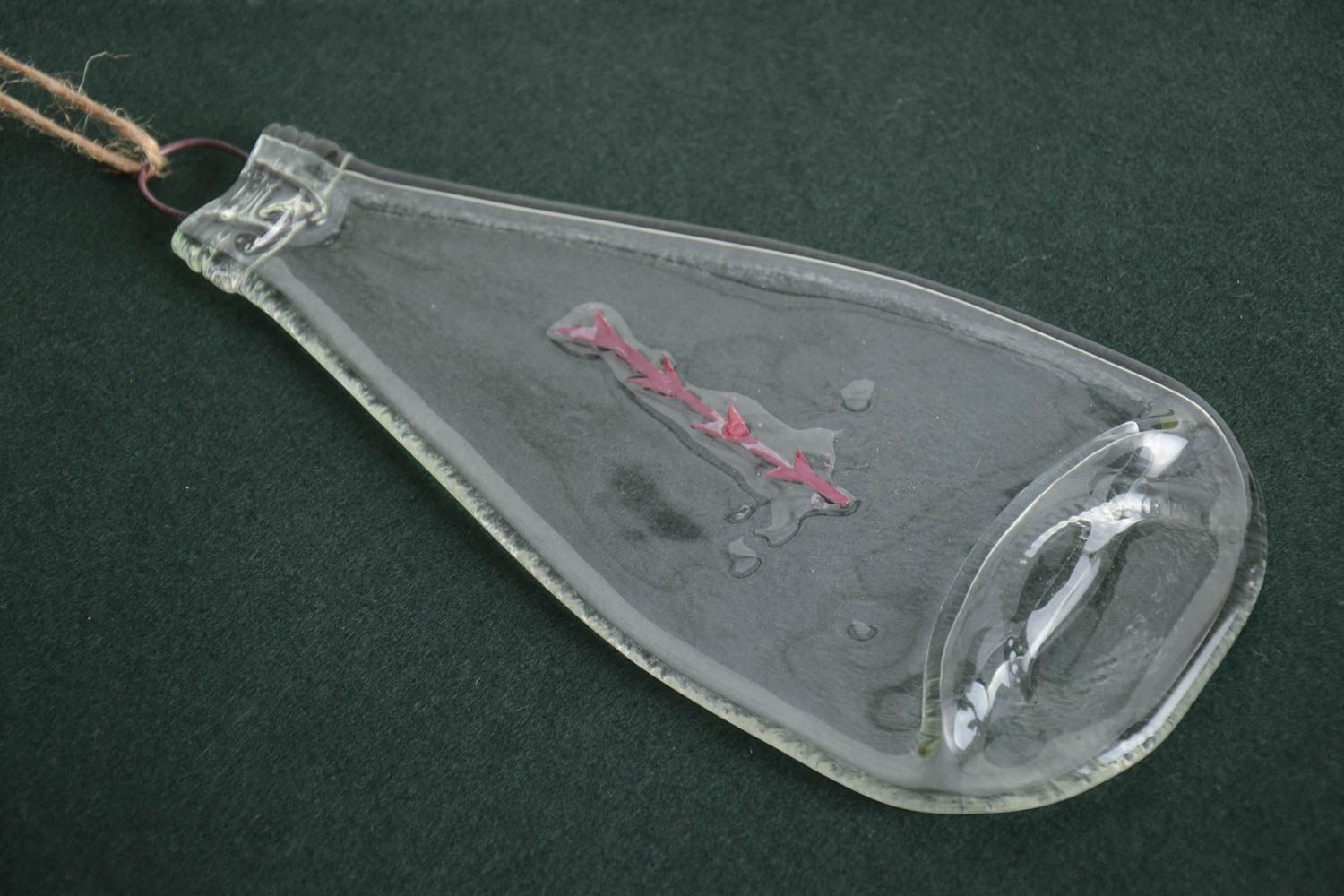Colgante de cristal artesanal en la técnica de fusing frasco con ramo foto 1