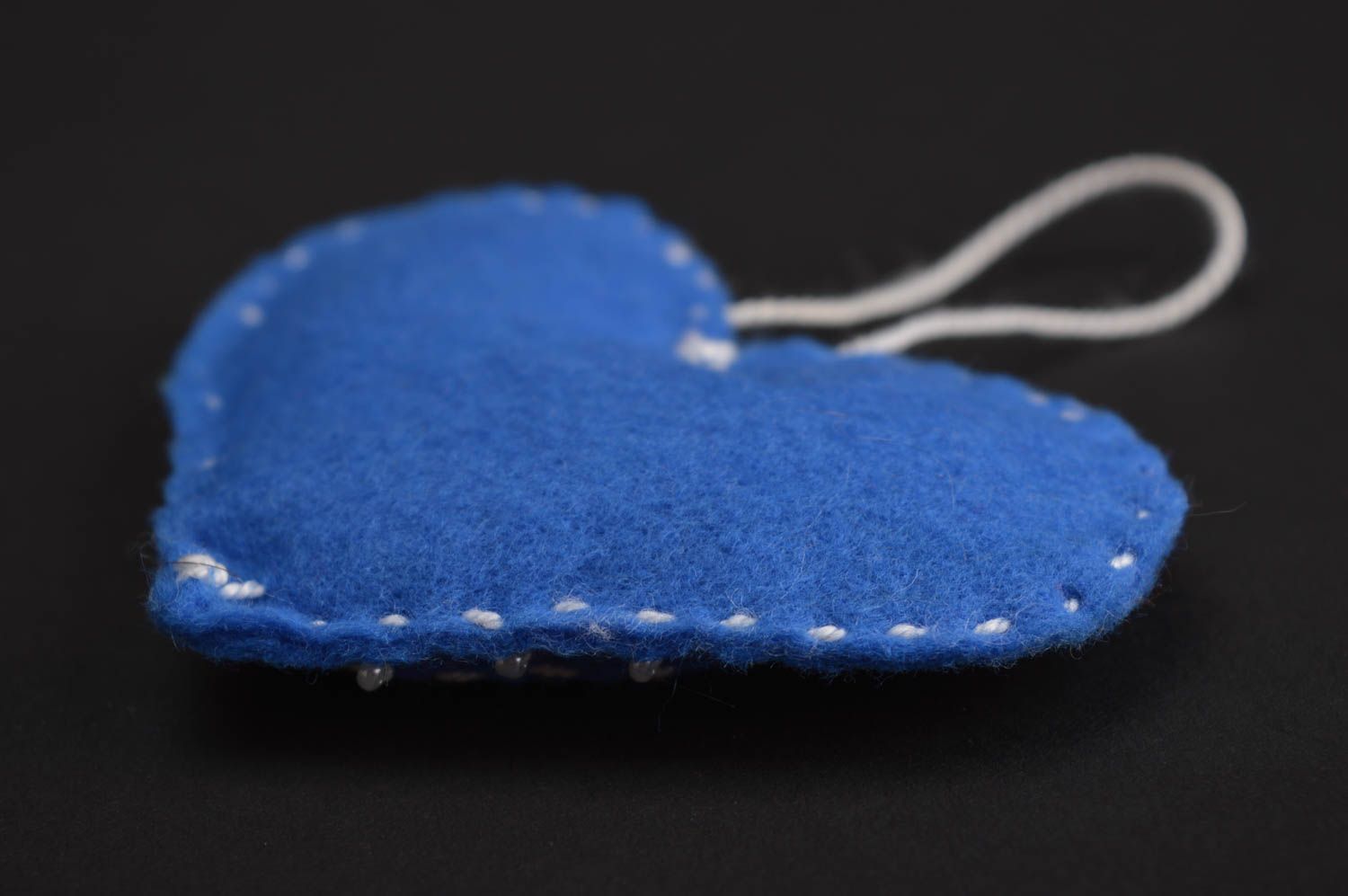 Décoration sapin fait main Déco coeur en feutre bleu Accessoire Noël jouet photo 4