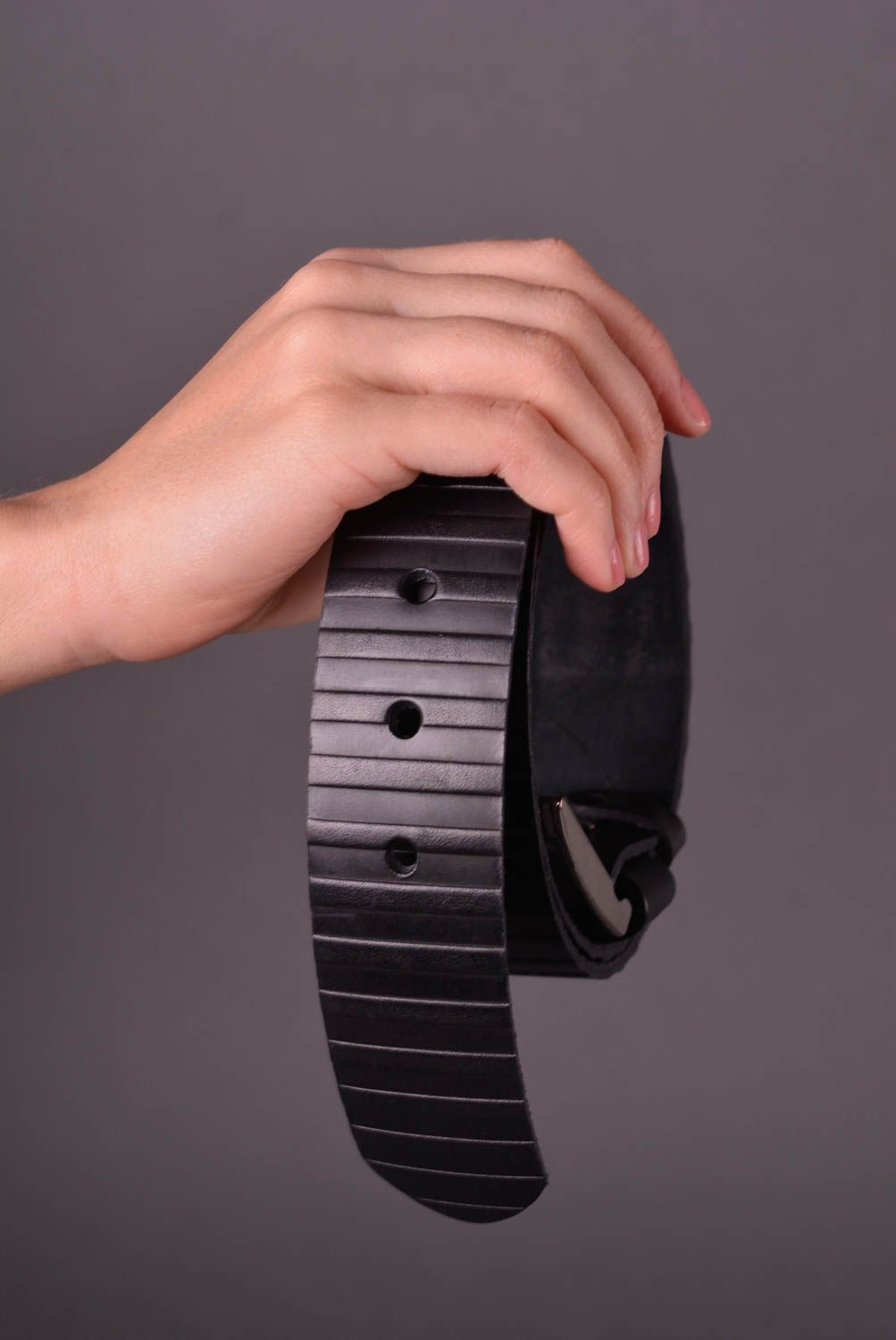 Ремень ручной работы кожаный ремень универсальный необычный подарок черный фото 2