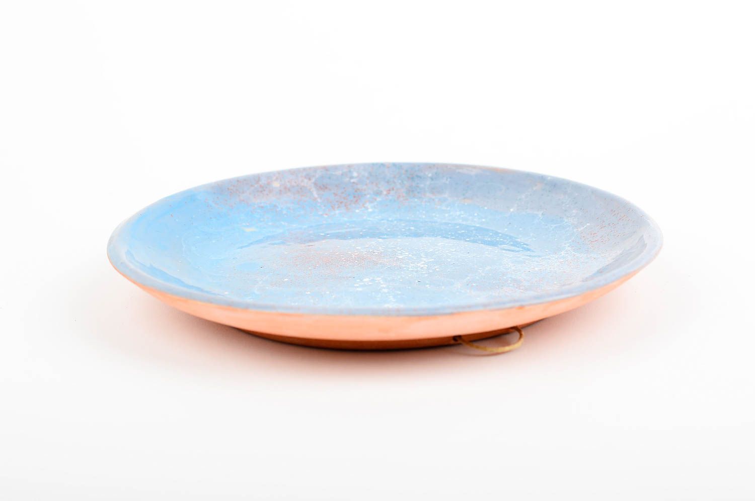 Plato artesanal decoración de hogar plato pintado azul decorativo de cerámica foto 3
