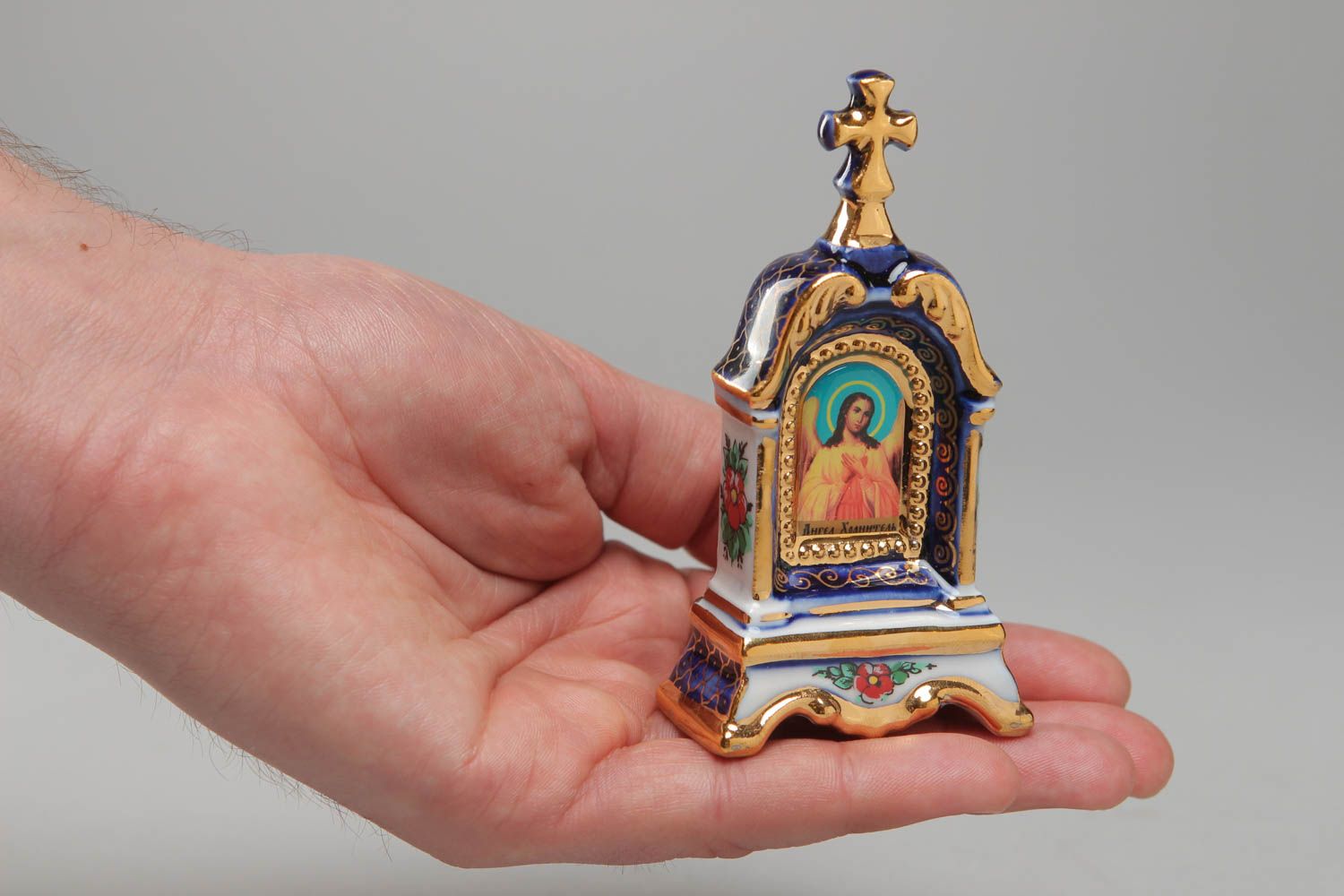 Figurine religieuse faite main originale avec peinture Icône de l'Ange gardien photo 4