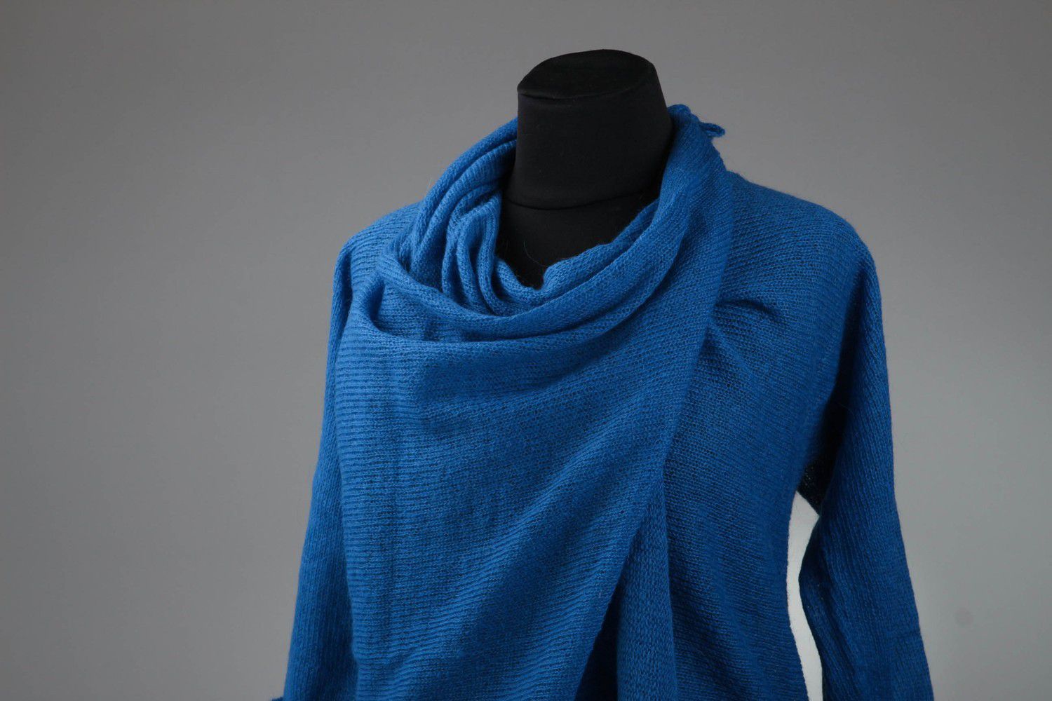 Cardigan tricoté bleu pour femme photo 3