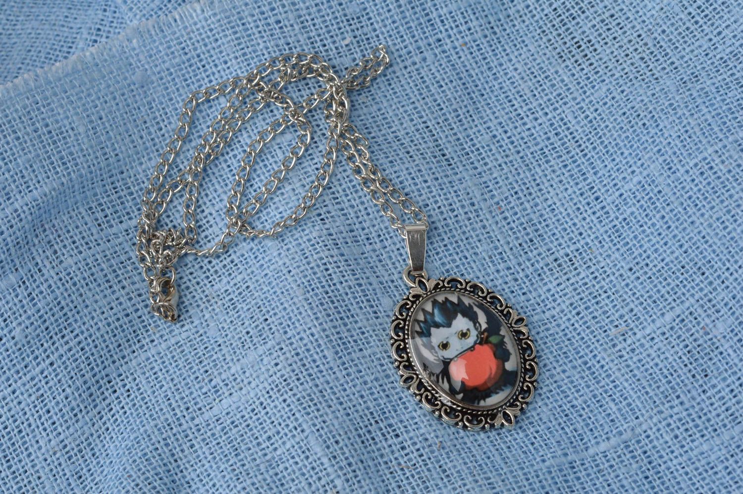 Handmade pendant with glass lens and picture of vampire for kids and adults photo 2