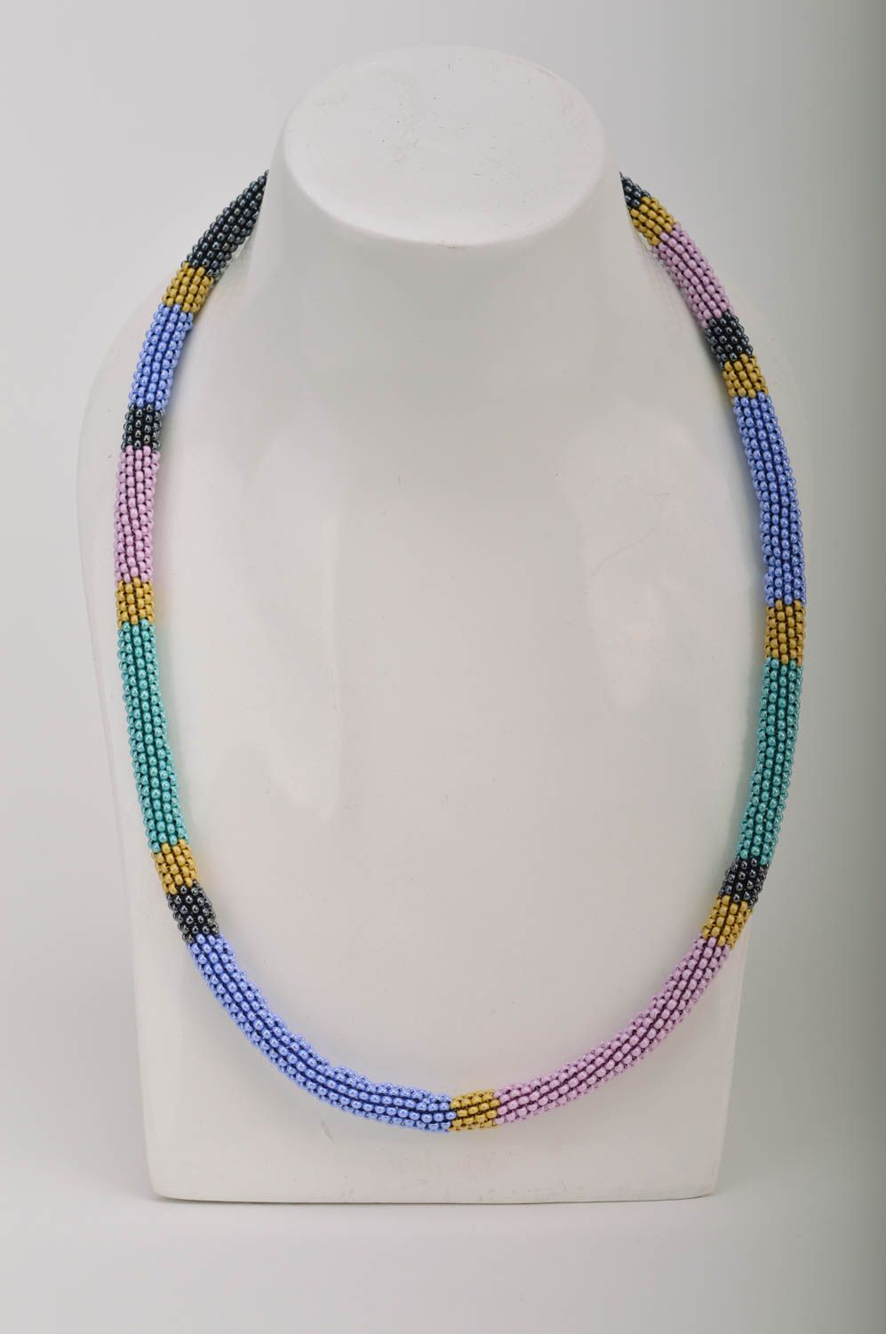 Beautiful colorful handmade designer beaded cord necklace with Czech beads photo 1