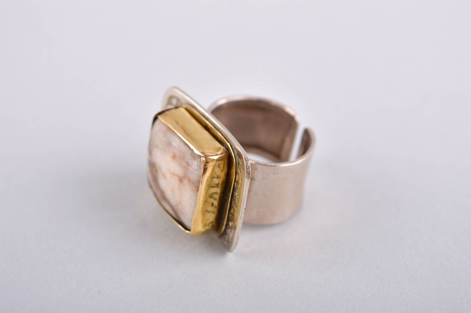 Кольцо ручной работы кольцо из мельхиора и латуни металлическое украшение фото 2