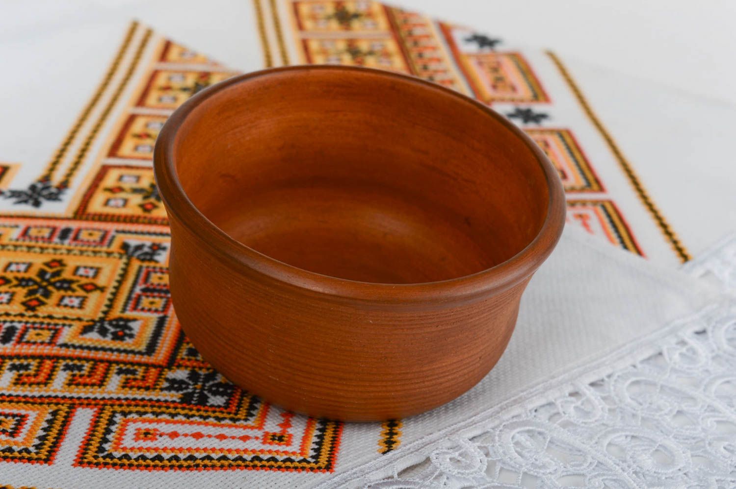 Handmade brown bowl made of blue clay terracotta technique 350 ml kitchen decor photo 1