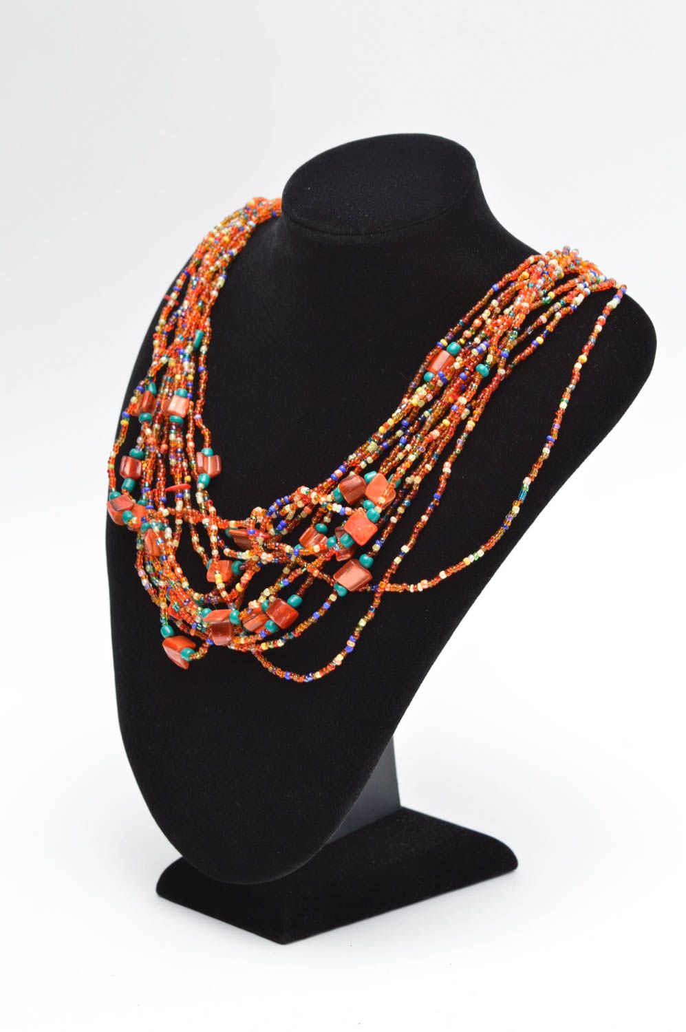 Handmade unusual orange necklace unusual designer necklace feminine accessory photo 5