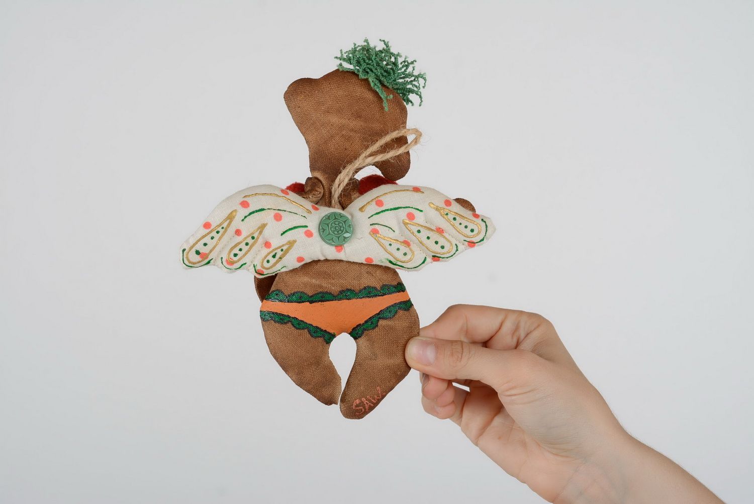 Aimant frigo en textile Ange avec un coeur photo 2