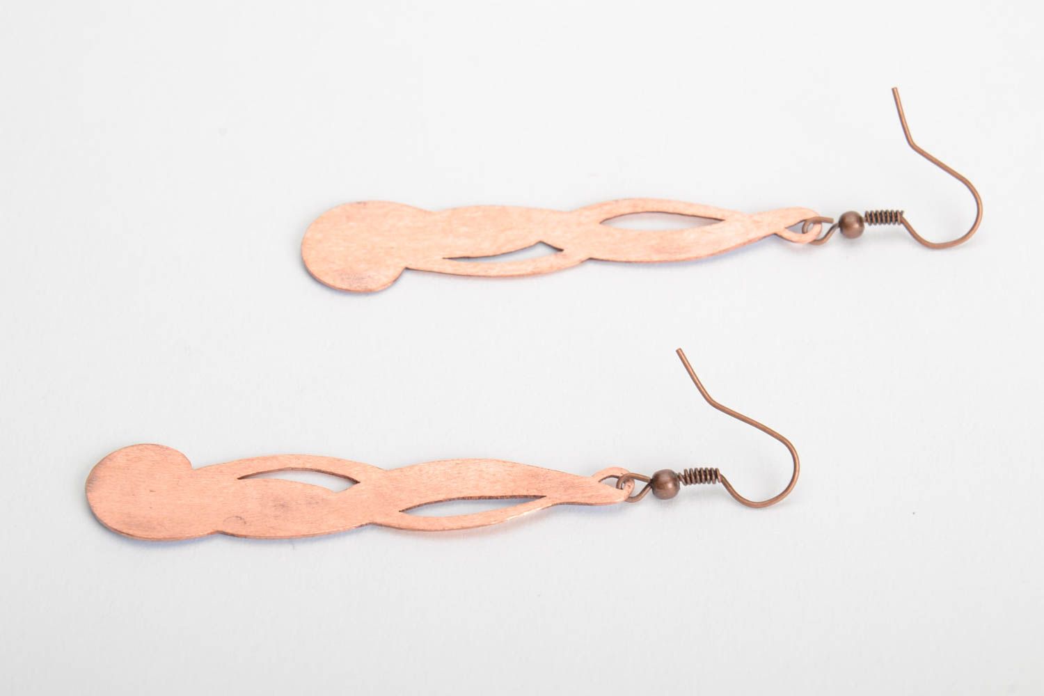 Handmade copper stylish multi-colored triangular earrings with hot enamel  photo 3