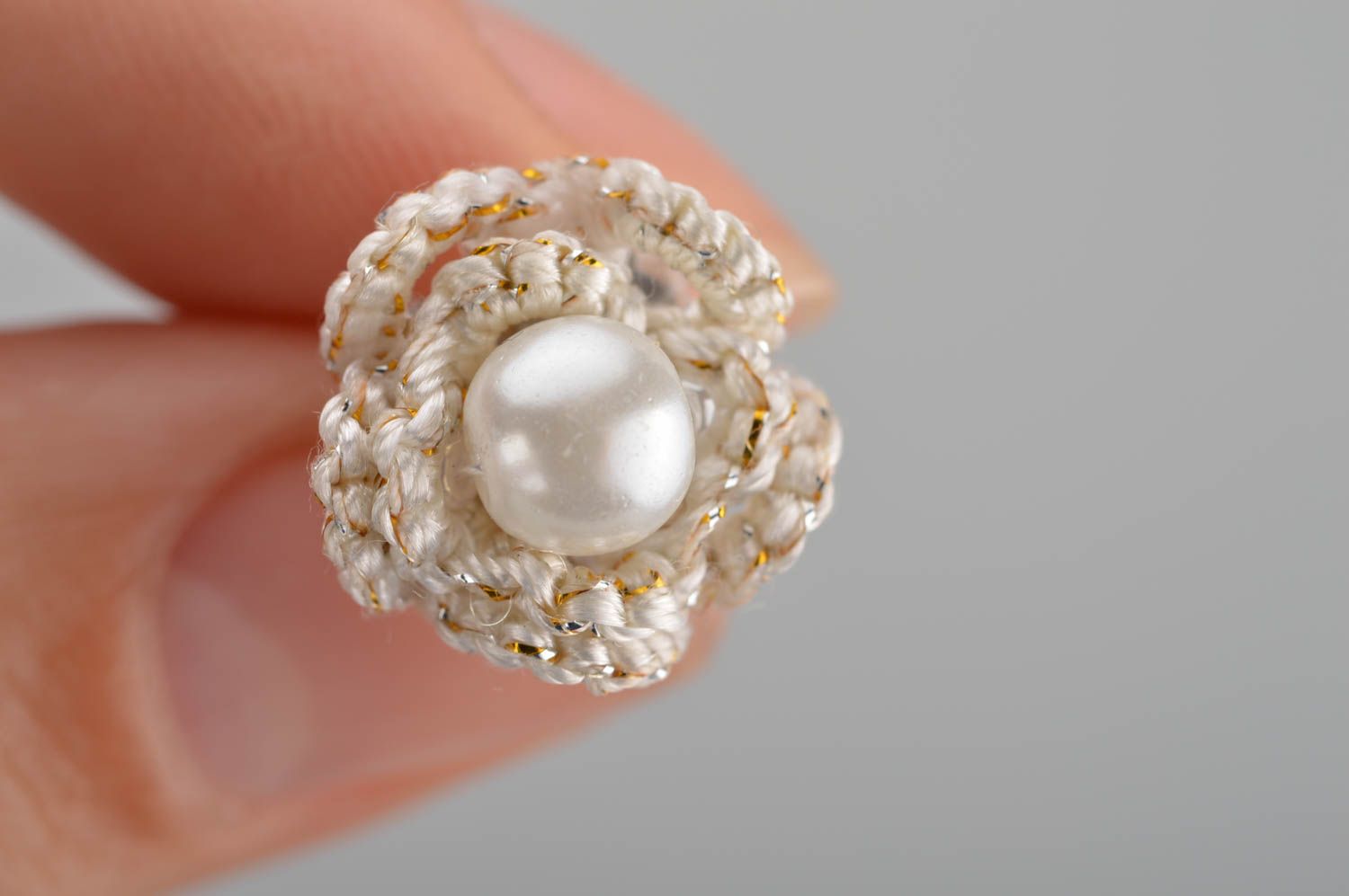 Beautiful handmade unusual tatted flower stud earrings designer jewelry photo 3