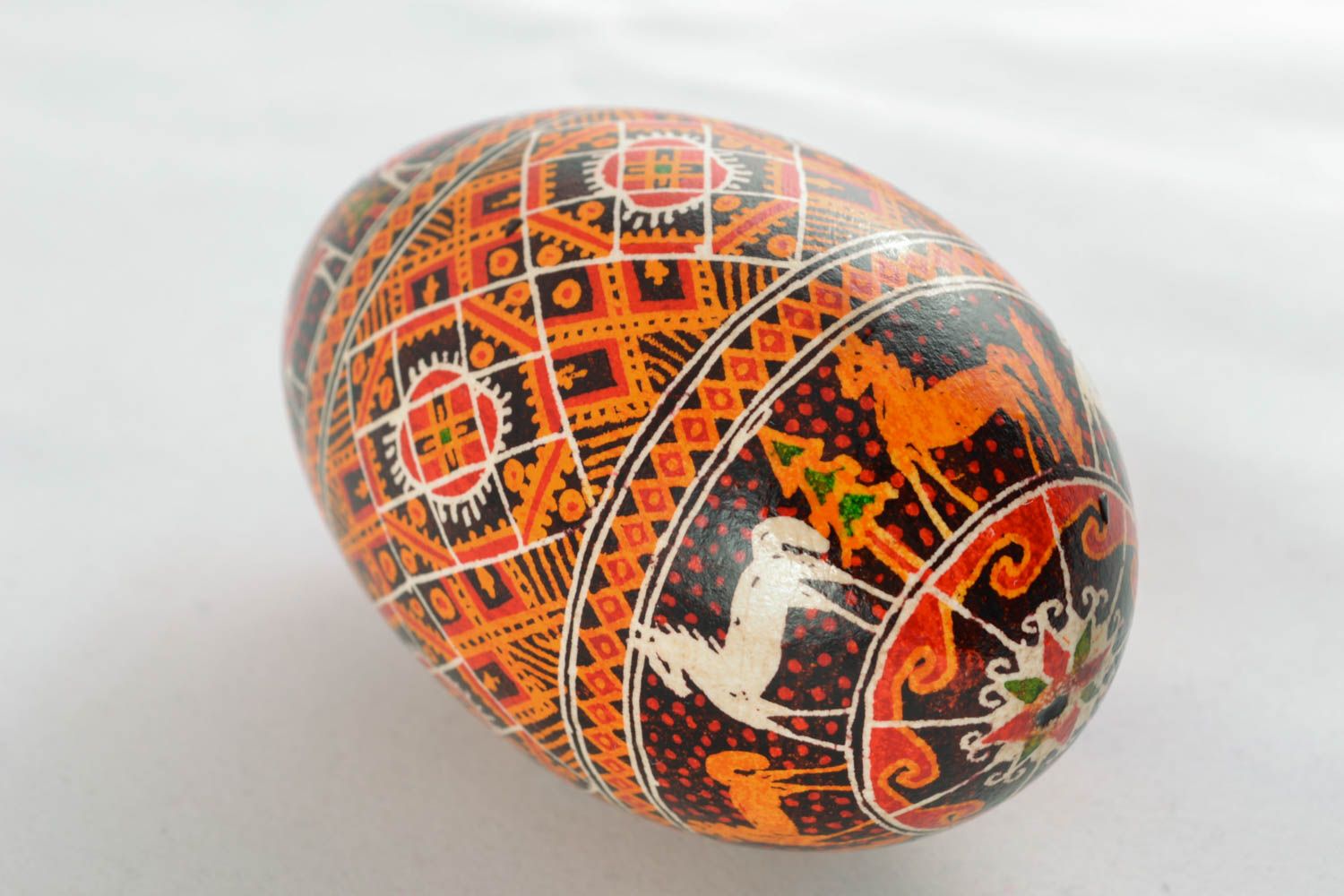 Painted goose egg in Ukrainian style photo 3