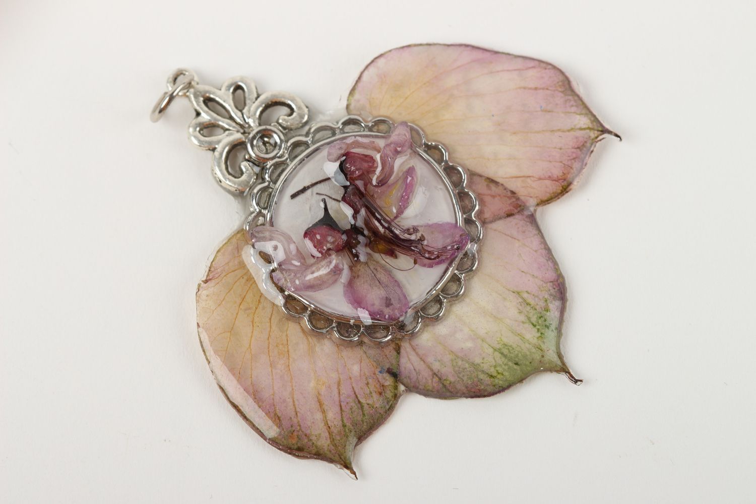 Handmade pendant epoxy pendant with flower pendant unusual pendant gift for her photo 2
